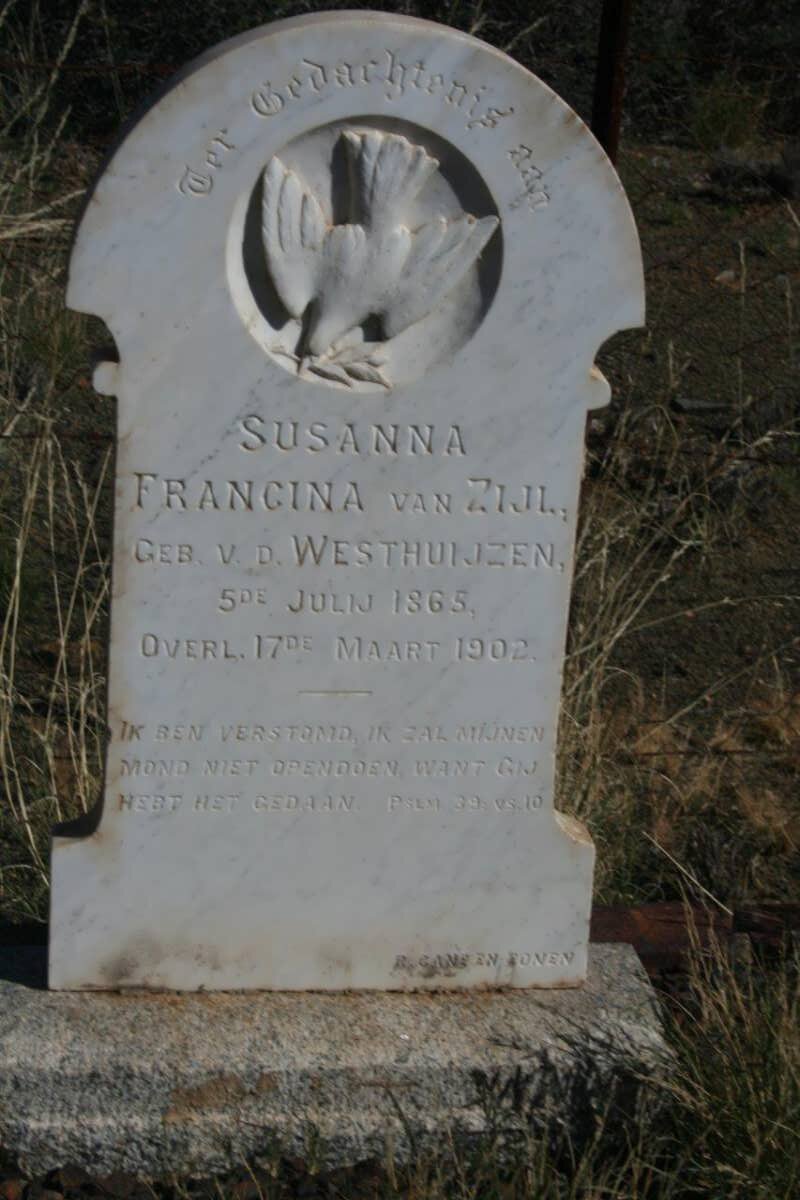 ZIJL Susanna Francina, van nee V.D. WESTHUIJZEN 1865-1902