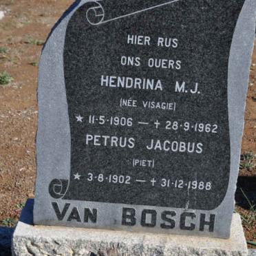 BOSCH Petrus Jacobus, van 1902-1988 &amp; Hendrina M.J. VISAGIE 1906-1962