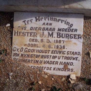 BURGER Hester J.M. 1876-1936