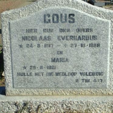 GOUS Nicolaas Everhardus 1917-1986 &amp; Maria 1921-