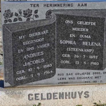 GELDENHUYS Andries Jacobus 1883-1964 &amp; Sophia Helena STEENKAMP 1892-1980