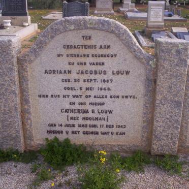 LOUW Adriaan Jacobus 1867-1942 &amp; Catherina R. MOOLMAN 1865-1943