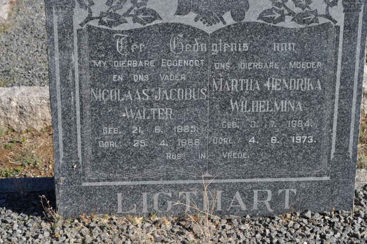 LIGTHART Nicolaas Johannes Walter 188?-1966 &amp; Martha Hendrika Wilhelmina 1884-1973