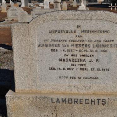 LAMBRECHTS Johannes Van Niekerk 1867-1952 &amp; Magaretha J.F. DU TOIT 1877-1975