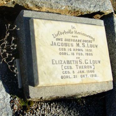 LOUW Jacobus M.S. 1851-1928 &amp; Elizabeth S.G. THERON 1866-1918