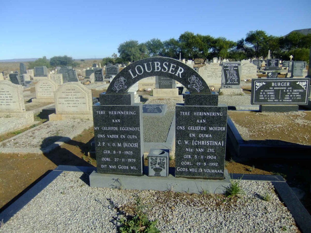 LOUBSER J.P. v.d. M. 1903-1979 &amp; C.W. VAN ZYL 1904-1992