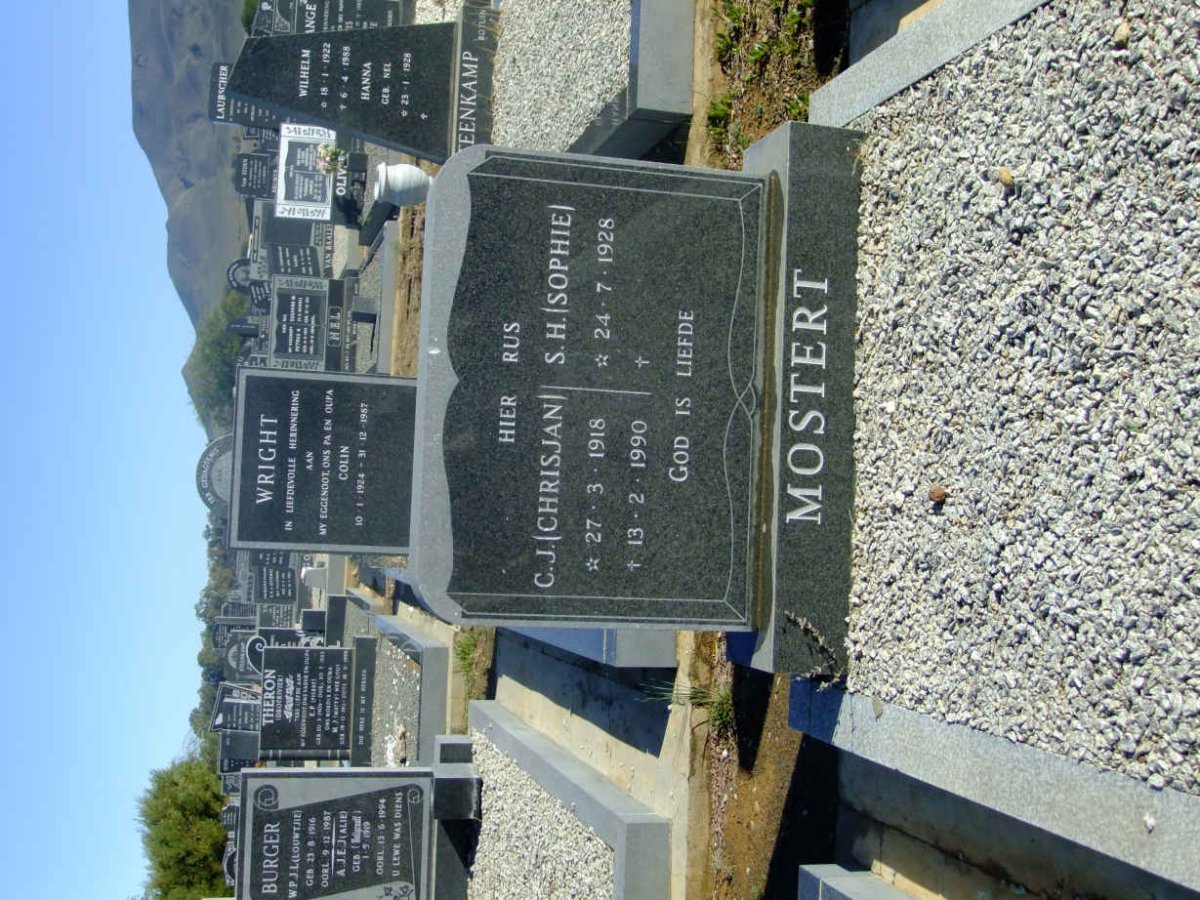 MOSTERT C.J. 1918-1990 &amp; S.H. 1928-