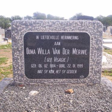 MERWE Willa, van der nee VISAGIE 1904-1999