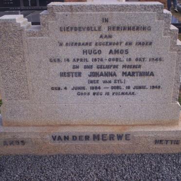 MERWE Hugo Amos, van der 1878-1946 &amp; Hester Johanna Marthina VAN ZYL 1884-1949