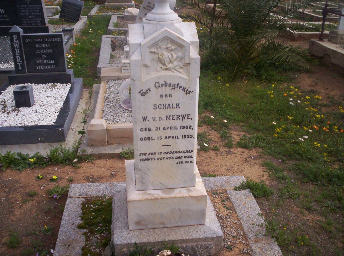 MERWE Schalk W., v.d. 1902-1929