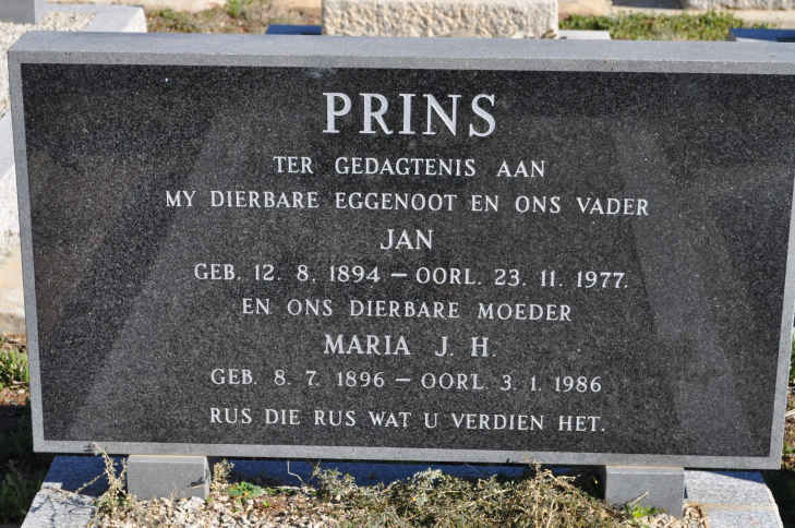 PRINS Jan 1894-1977 &amp; Maria J.H. 1896-1986