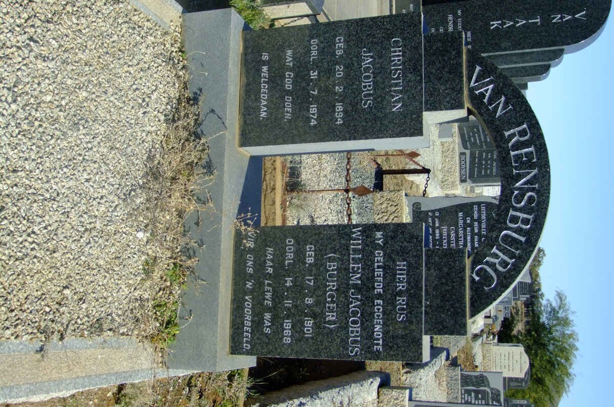 RENSBURG Christian Jacobus, van 1894-1974 &amp; Willem Jacobus BURGER 1901-1968