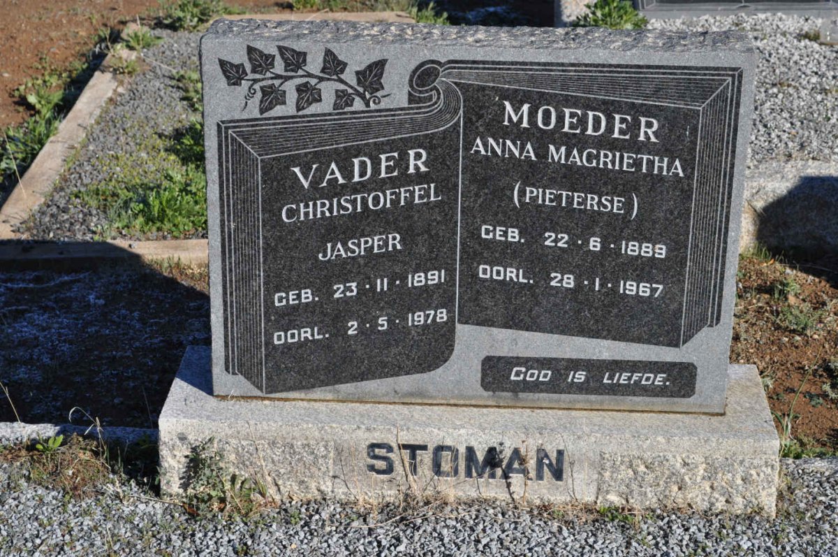 STOMAN Christoffel Jasper 1891-1978 &amp; Anna Magrietha PIETERSE 1889-1967