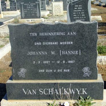 SCHALKWYK Johanna M., van 1897-1967