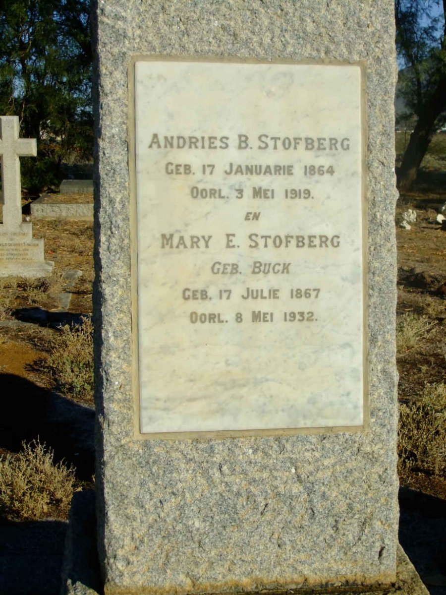 STOFBERG Andries B. 1864-1919 &amp; Mary E. BUCK 1867-1932