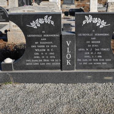 VLOK Willem H.C. 1910-1976 &amp; Anna W.J. VISAGIE 1916-1996
