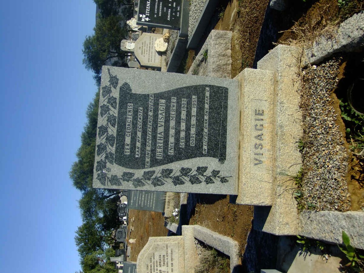 VISAGIE Bertha nee V.D. MERWE 1902-1951