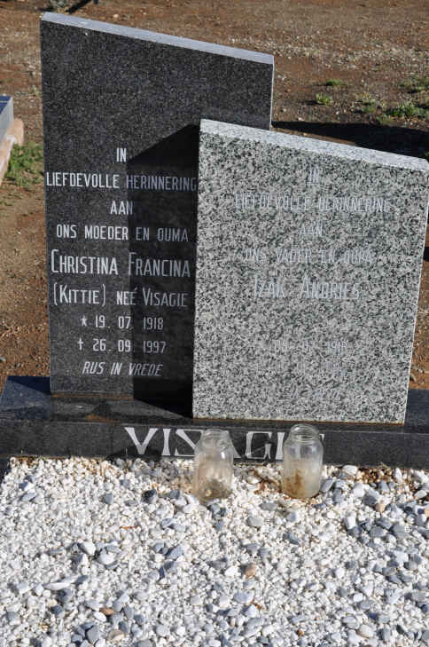 VISAGIE Izak Andries 1918-2004 &amp; Christina Francina VISAGIE 1918-1997