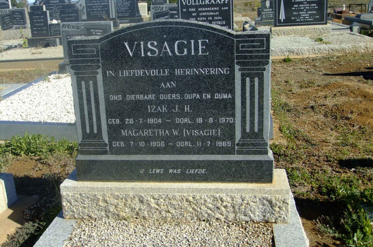 VISAGIE Izak J.H. 1904-1970 &amp; Margaretha W. VISAGIE 1906-1969
