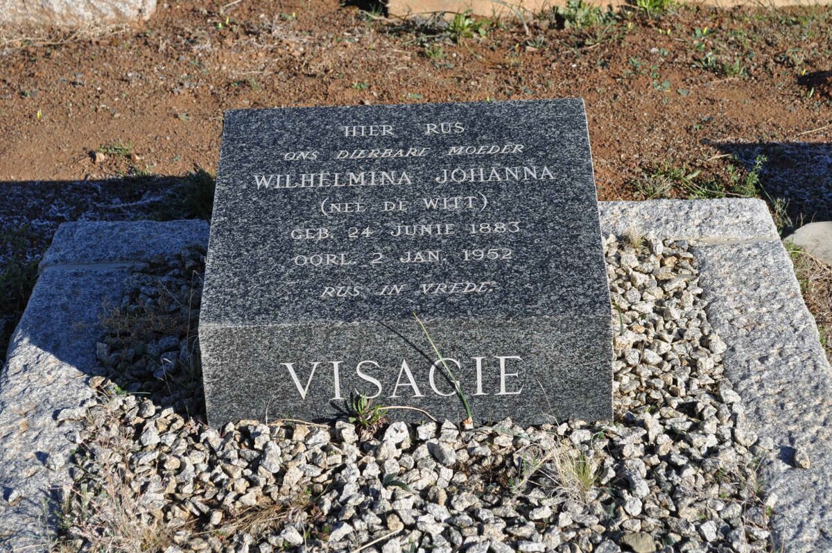 VISAGIE Wilhelmina Johanna nee DE WITT 1883-1952