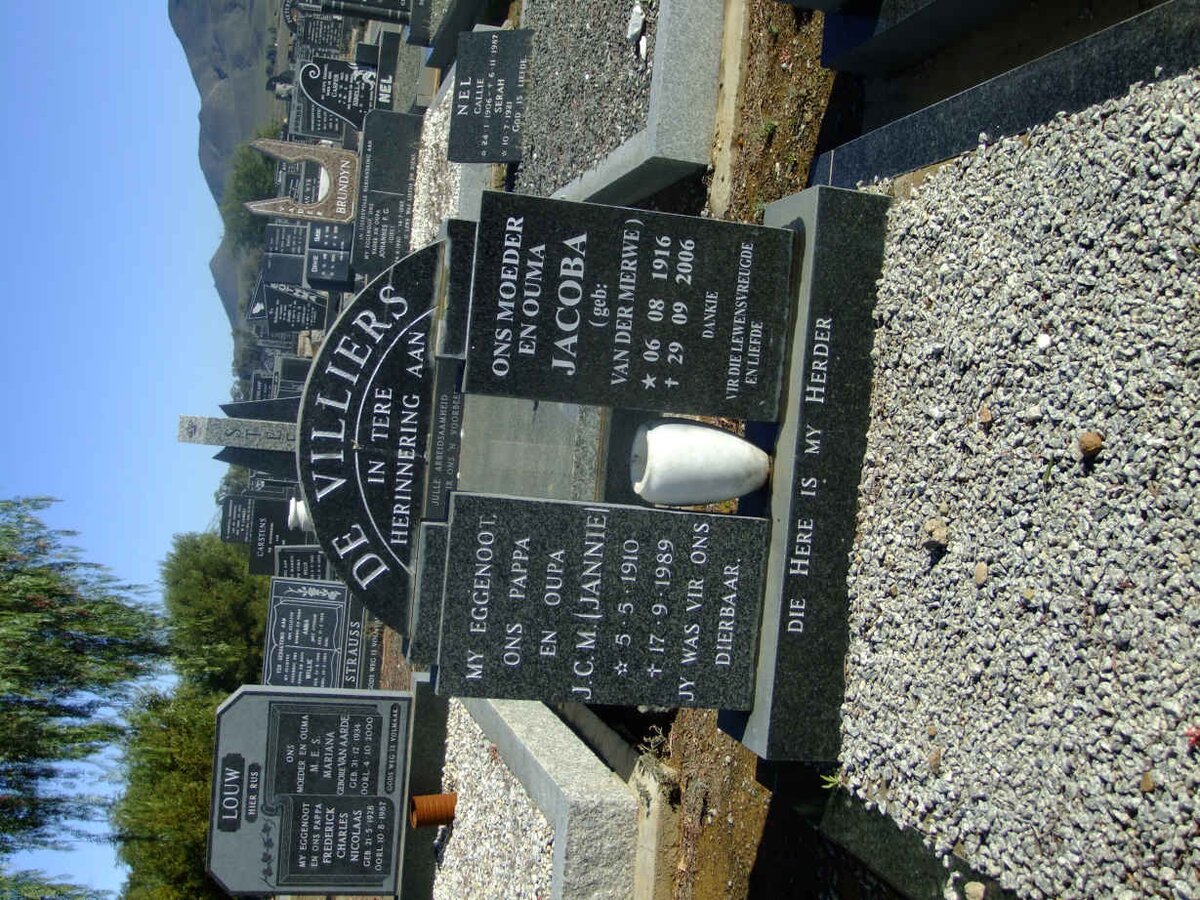 VILLIERS J.C.M., de 1910-1989 &amp; Jacoba VAN DER MERWE 1916-2006