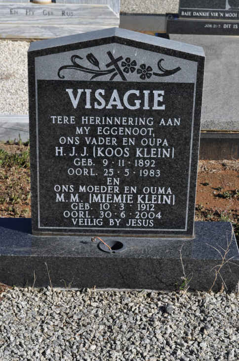VISAGIE H.J.J. 1892-1983 &amp; M.M. 1912-2004