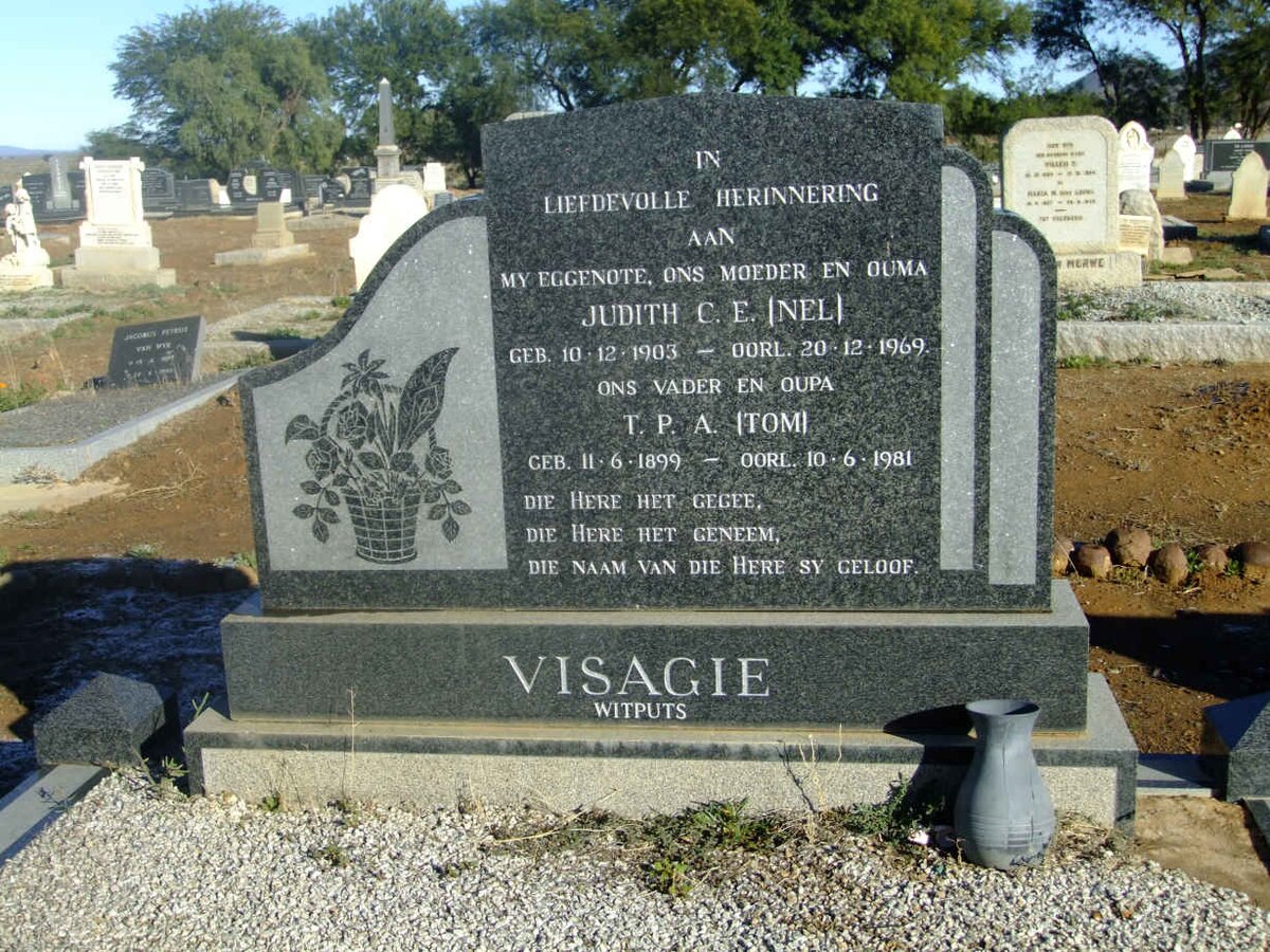 VISAGIE T.P.A. 1899-1981 &amp; Judith C.E. NEL 1903-1969
