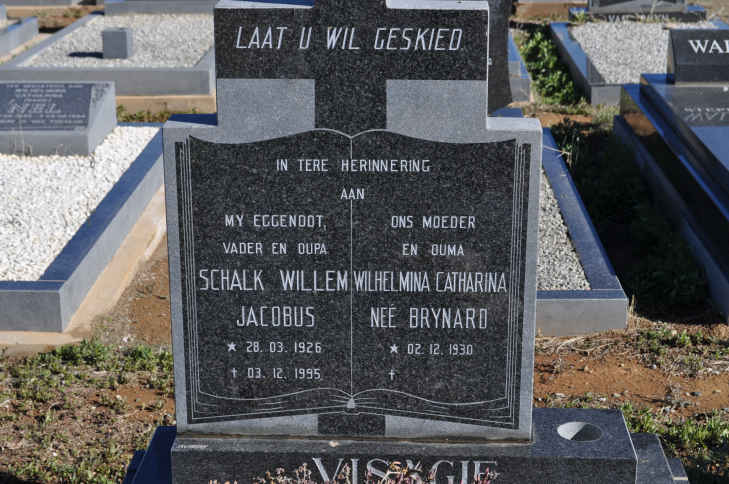 VISAGIE Schalk Willem Jacobus 1926-1995 &amp; Wilhelmina Catharina BRYNARD 1930-