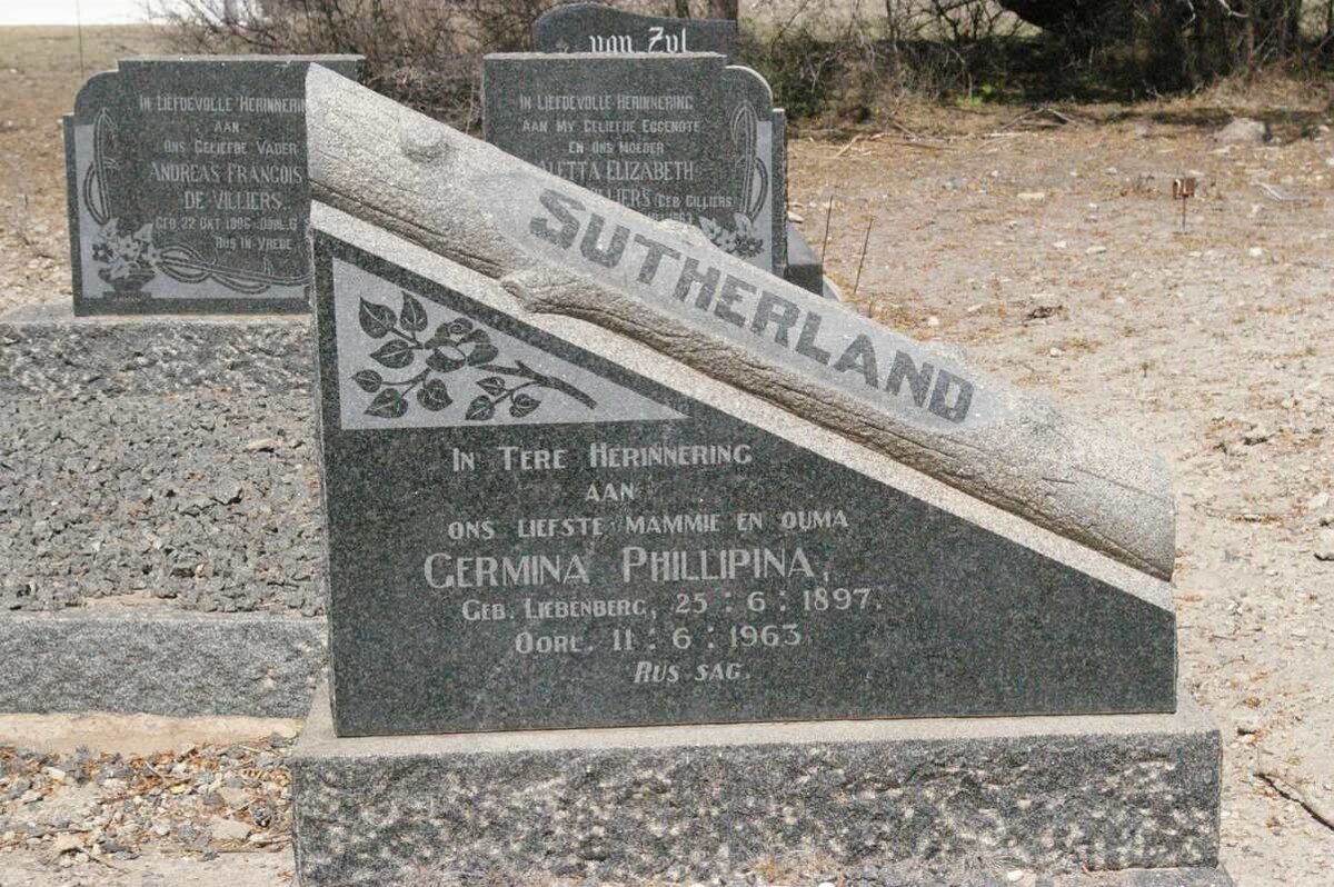 SUTHERLAND Germina Phillipina nee LIEBENBERG 1897-1963