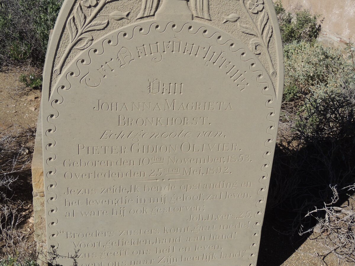 OLIVIER Johanna Magrieta nee BRONKHORST 1853-1892