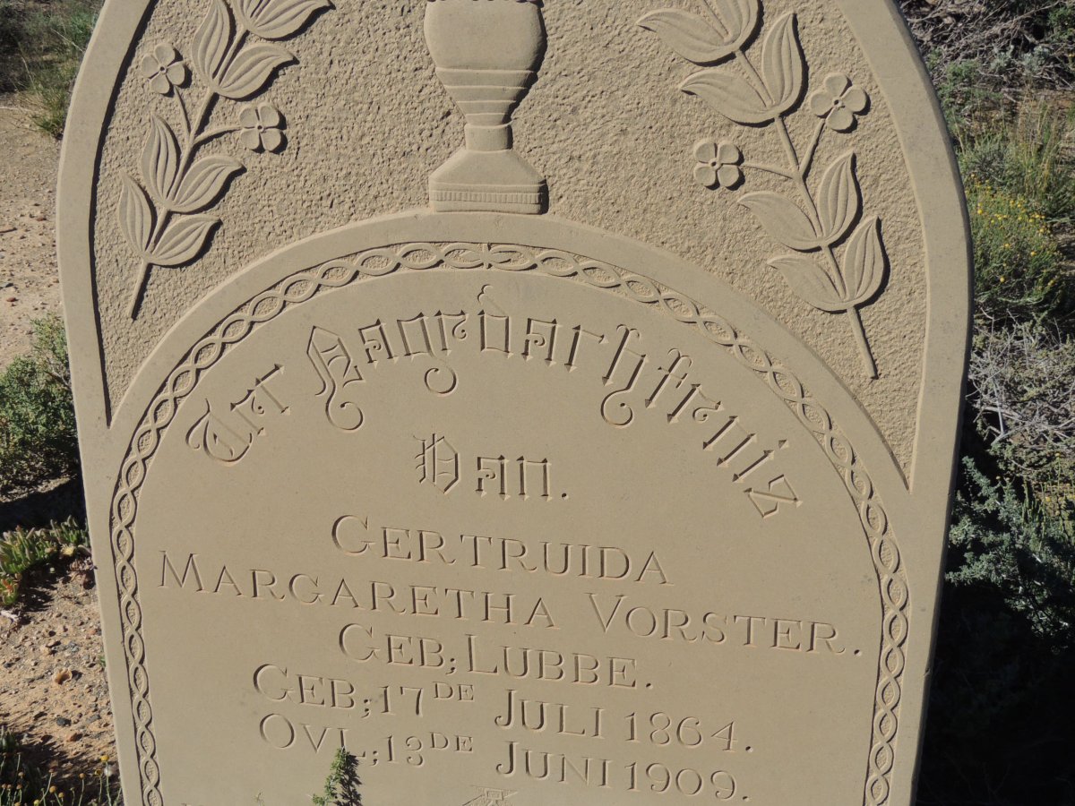 VORSTER Gertruida Margaretha nee LUBBE 1864-1909