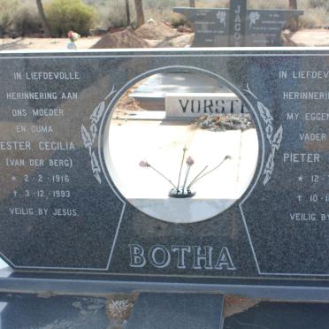 BOTHA Pieter Nicolaas 1905-1993 &amp; Hester Cecilia VAN DER BERG 1916-1993