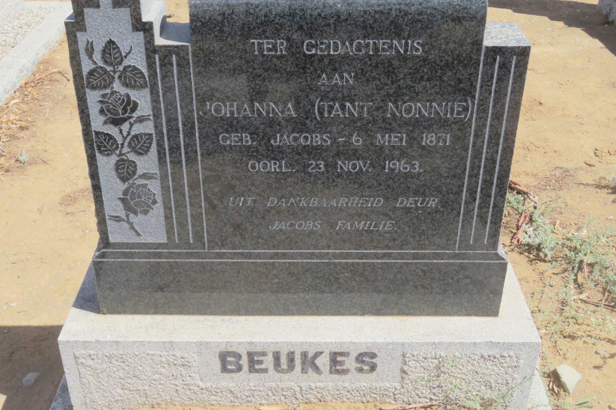 BEUKES Johanna nee JACOBS 1871-1963