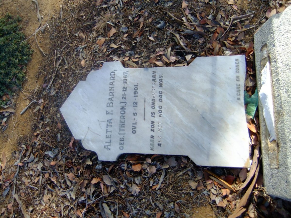 BARNARD Aletta F. nee THERON 1867-1901