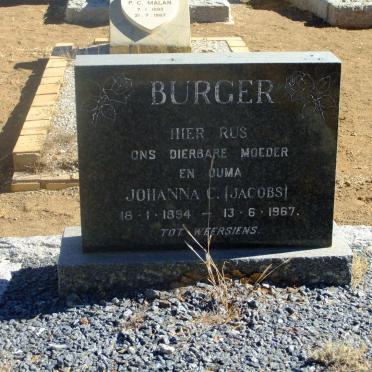 BURGER Johanna C. nee JACOBS 1894-1967