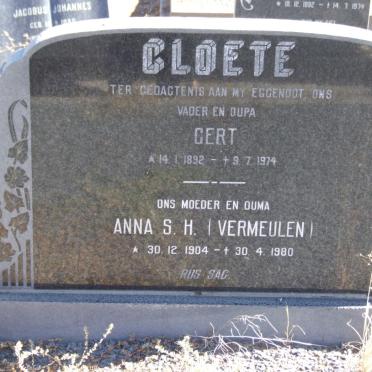 CLOETE Gert 1892-1974 &amp; Anna S.H. VERMEULEN 1904-1980
