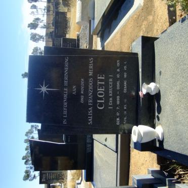 CLOETE Salisa Franzioos Merias nee KRUGER 1899-1971