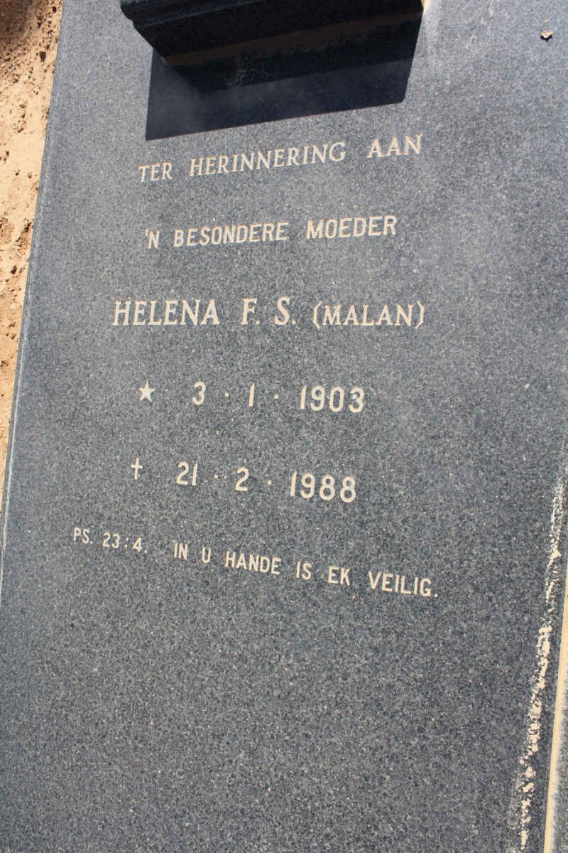 DUCKWORTH Helena F.S. nee MALAN 1903-1988