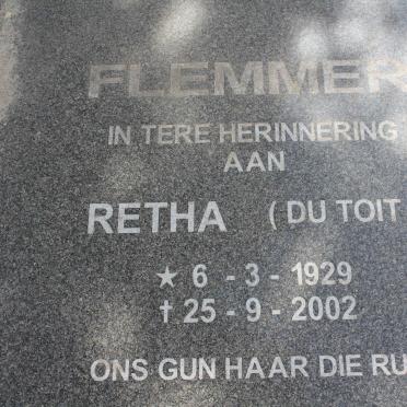 FLEMMER Retha nee DU TOIT 1929-2002