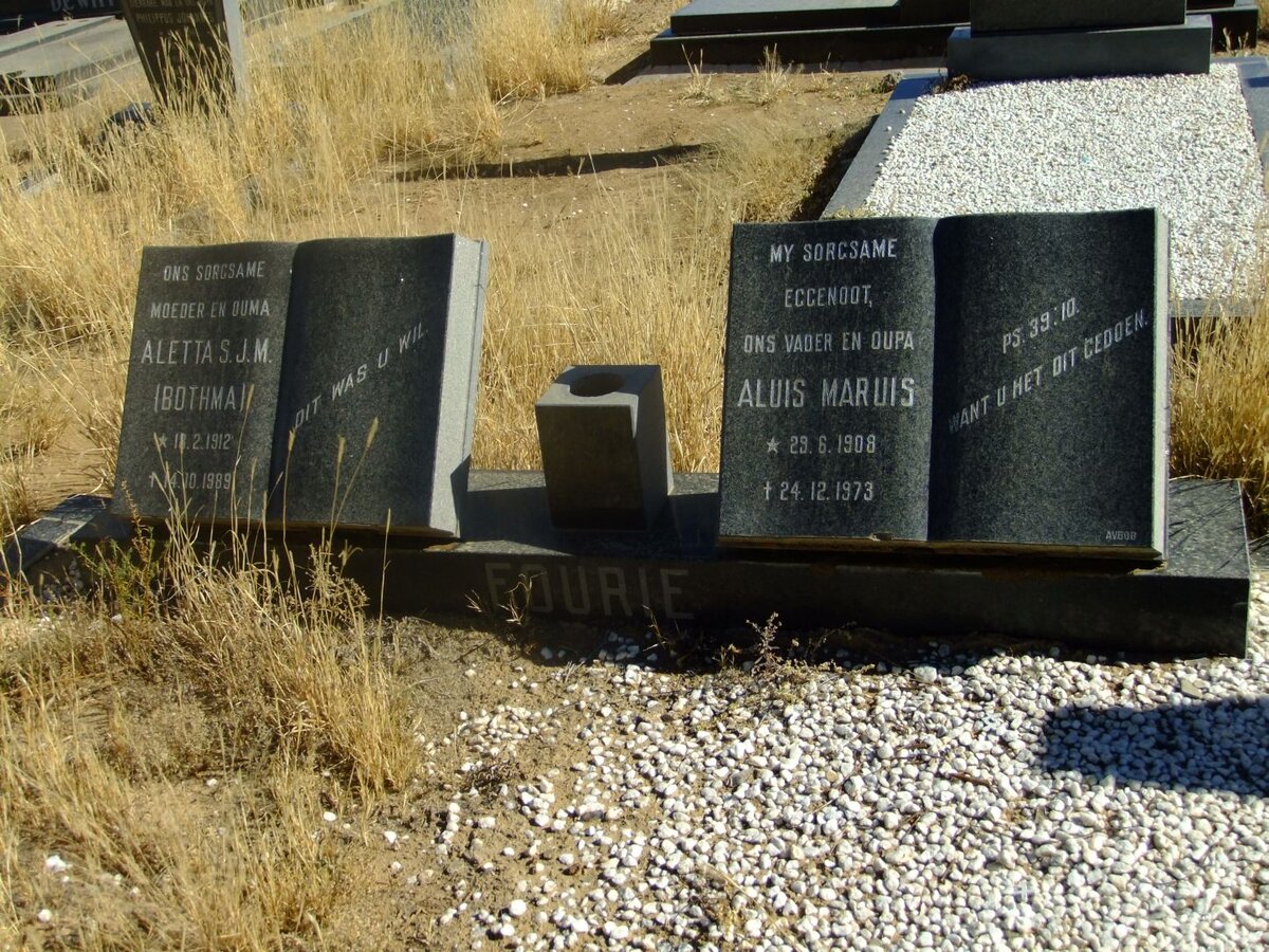 FOURIE Aluis Maruis 1908-1973 &amp; Aletta S.J.M. BOTHMA 1912-1989
