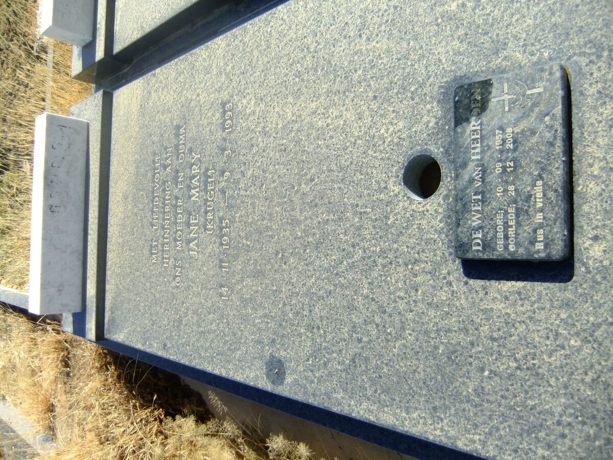 HEERDEN Johannes Hendrik, van 1930-1986 &amp; Jane Mary KRUGEL 1935-1993 :: VAN HEERDEN De Wet 1957-2008