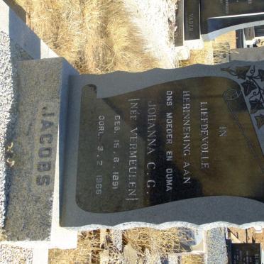 JACOBS Johanna C.G. nee VERMEULEN 1891-1966