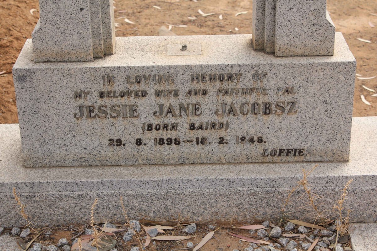 JACOBSZ Jessie Jane nee BAIRD 1898-1946
