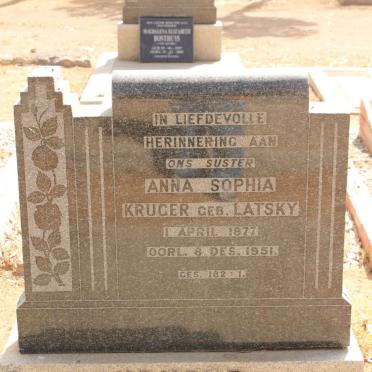 KRUGER Anna Sophia nee LATSKY 1877-1951