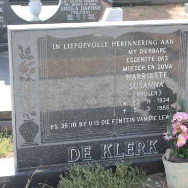 KLERK Harriette Susanna, de nee KRUGER 1934-1986