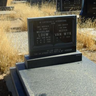 LOUW Wesselina nee VAN WYK 1896-1991 :: VAN WYK Bester 1929-