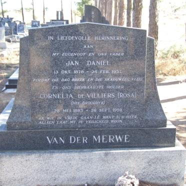 MERWE Jan Daniel, van der 1878-1957 &amp; Cornelia de Villiers BROODRYK 1883-1959