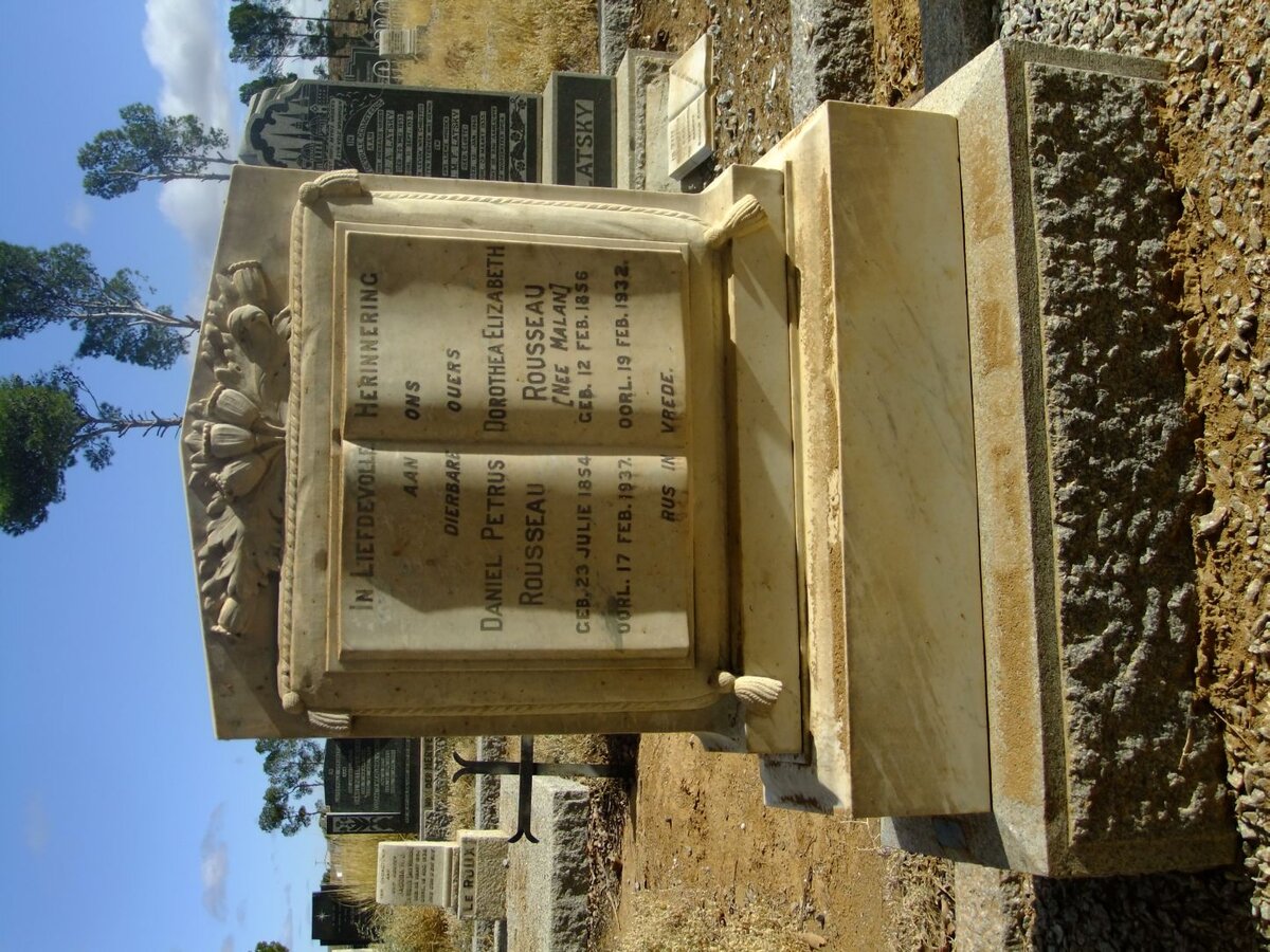 ROUSSEAU Daniel Petrus 1854-1937 &amp; Dorothea Elizabeth MALAN 1856-1932