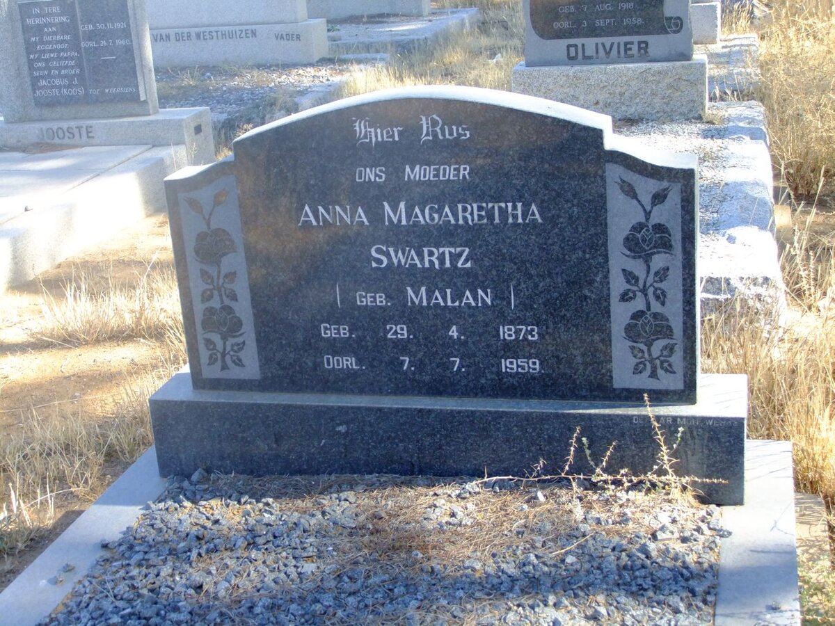 SWARTZ Anna Magaretha nee MALAN 1873-1959