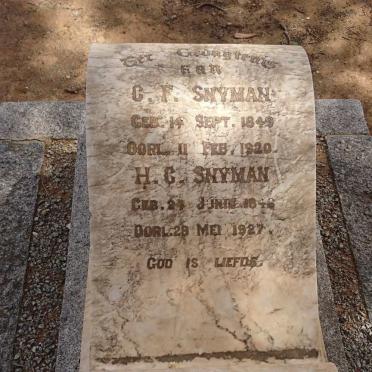 SNYMAN C.F. 1849-1920 &amp; H.C. 1846-1927